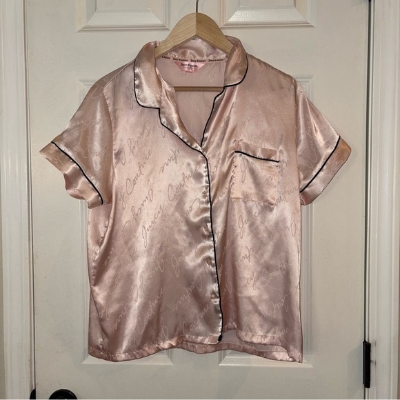 Juicy Couture Light Pink Jacquard Silk Pajamas Set - Medium - Picture 4 of 7